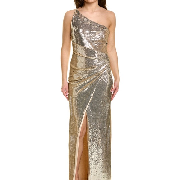 Halston Heritage Dresses & Skirts - Halston Heritage Shimmering Gold One-Shoulder Dress